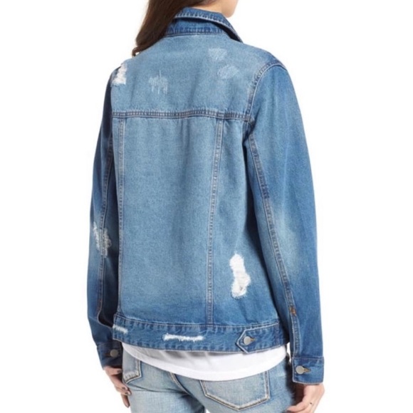 BP Denim Trucker Jean Jacket Distressed Oversized Size XXS - Picture 2 of 6